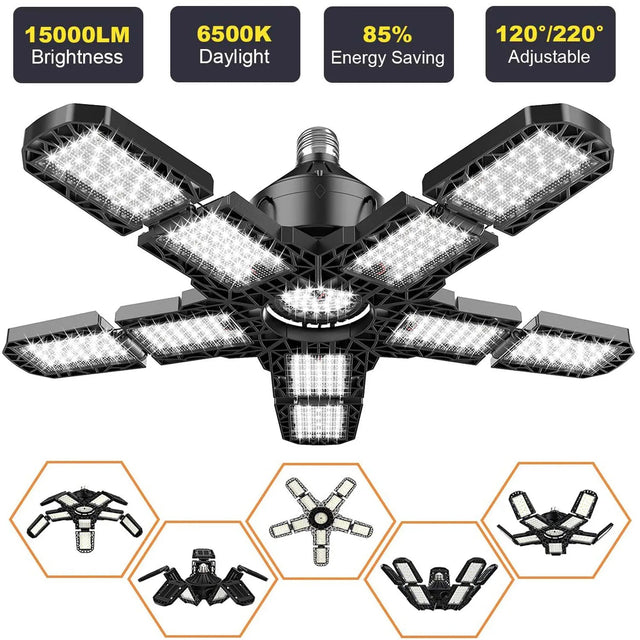LED Garage Ceiling Shop Work Lighting With 10 Adjustable Panels - Hans Lumiere
