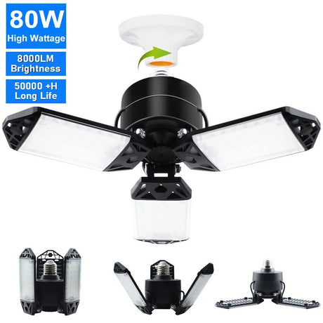 LED Garage Ceiling Shop Work Lighting With 10 Adjustable Panels - Hans Lumiere