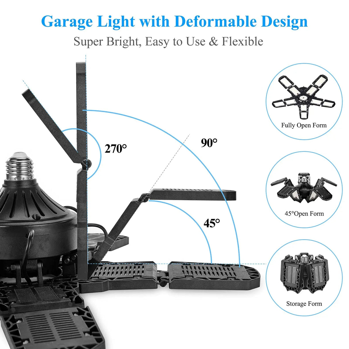 LED Garage Ceiling Shop Work Lighting With 10 Adjustable Panels - Hans Lumiere