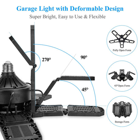 LED Garage Ceiling Shop Work Lighting With 10 Adjustable Panels - Hans Lumiere