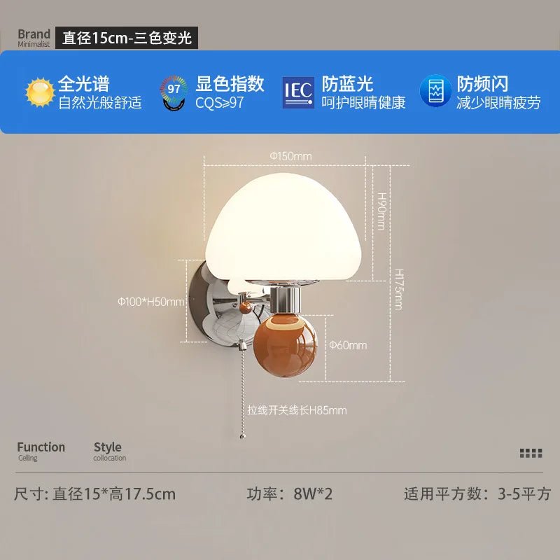 LED Mushroom Wall Sconce with Pull Cord | Kids & Bedroom - Hans Lumiere