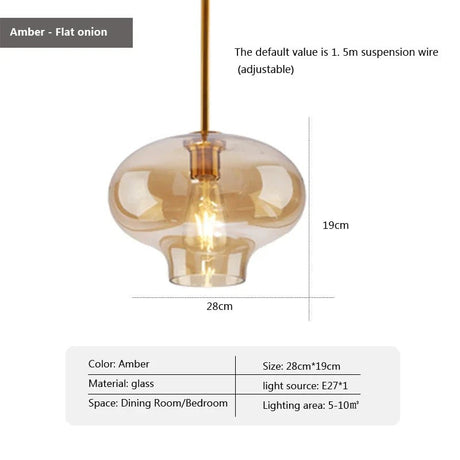 Led Nordic Pendant Lamp With Glass Lampshade - Hans Lumiere