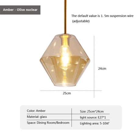 Led Nordic Pendant Lamp With Glass Lampshade - Hans Lumiere