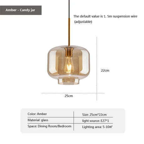 Led Nordic Pendant Lamp With Glass Lampshade - Hans Lumiere