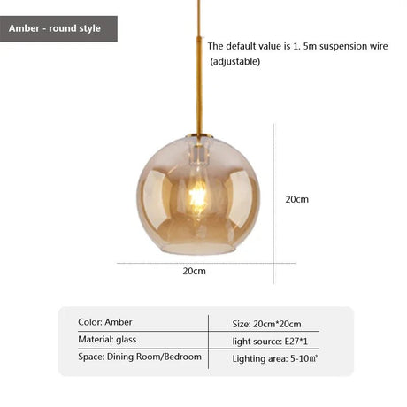 Led Nordic Pendant Lamp With Glass Lampshade - Hans Lumiere