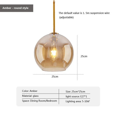 Led Nordic Pendant Lamp With Glass Lampshade - Hans Lumiere