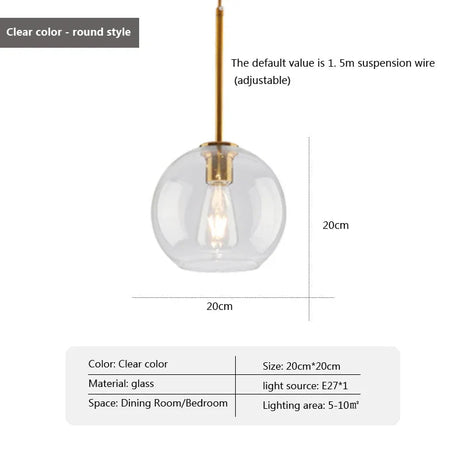 Led Nordic Pendant Lamp With Glass Lampshade - Hans Lumiere