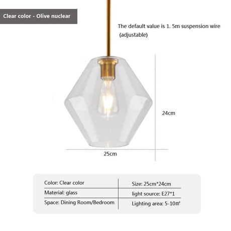 Led Nordic Pendant Lamp With Glass Lampshade - Hans Lumiere