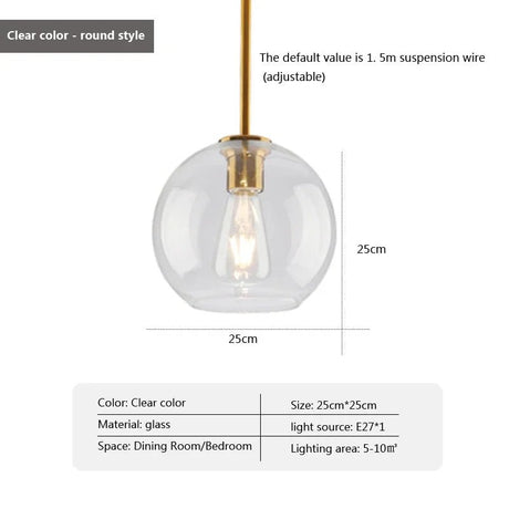 Led Nordic Pendant Lamp With Glass Lampshade - Hans Lumiere