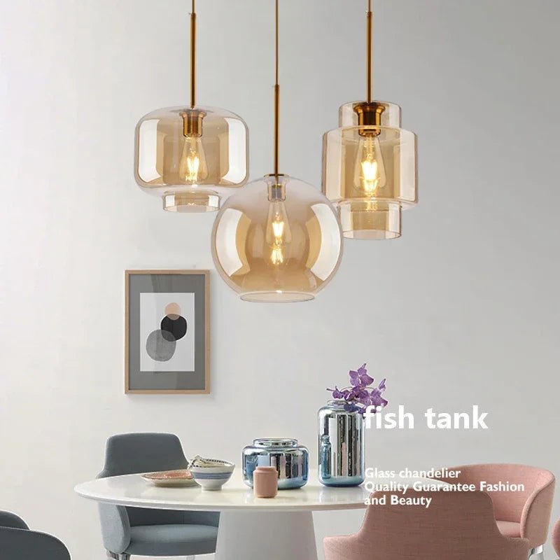 Led Nordic Pendant Lamp With Glass Lampshade - Hans Lumiere