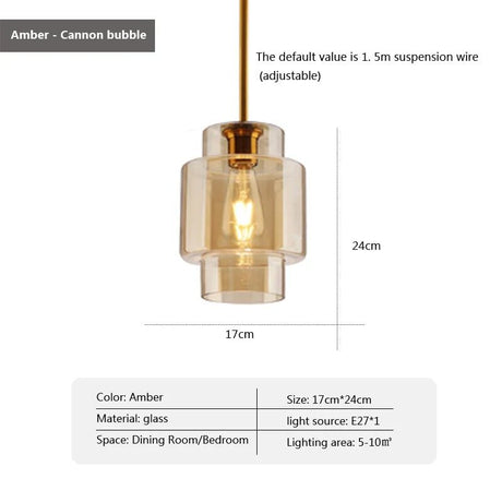 Led Nordic Pendant Lamp With Glass Lampshade - Hans Lumiere