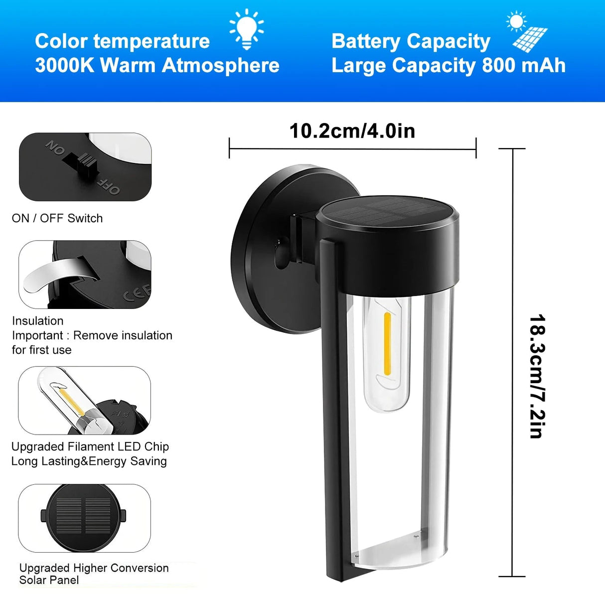LED Outdoor Fence Wall Solar Lights - Hans Lumiere