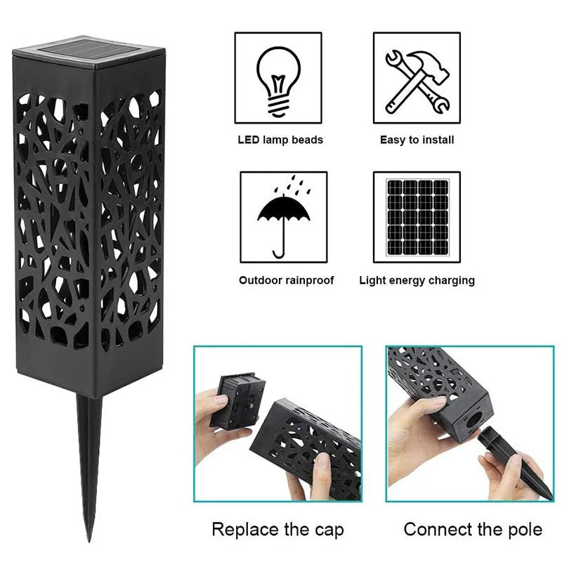 LED Solar Garden Hollow Square Lawn Lamp - Hans Lumiere