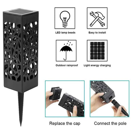 LED Solar Garden Hollow Square Lawn Lamp - Hans Lumiere
