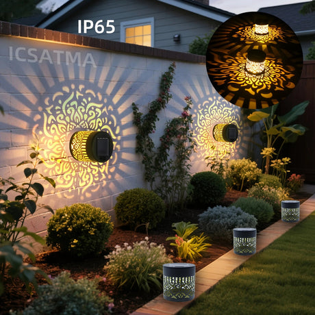 LED Solar Wall Light IP65 Waterproof Warm White Garden Night Light - Hans Lumiere