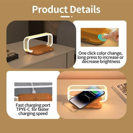 LED Table Lamp With Mobile Phone Fast Wireless Charger - Hans Lumiere