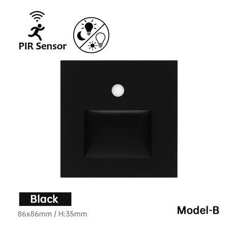 LED Wall Lamp Recessed Stair Light With PIR Sensor - Hans Lumiere