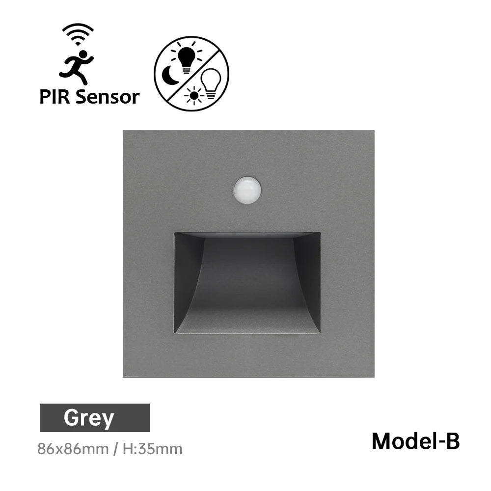 LED Wall Lamp Recessed Stair Light With PIR Sensor - Hans Lumiere