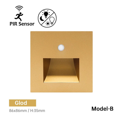 LED Wall Lamp Recessed Stair Light With PIR Sensor - Hans Lumiere