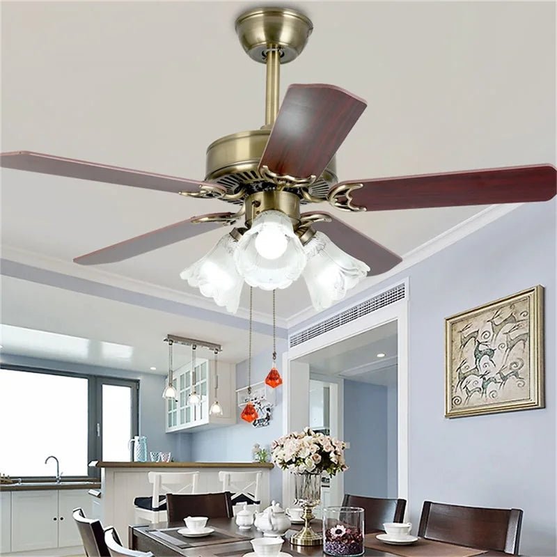 Light Modern Ceiling Fan With Straight Blade Lamp - Hans Lumiere