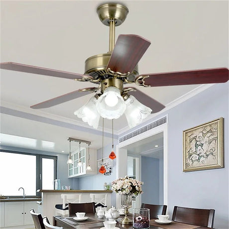 Light Modern Ceiling Fan With Straight Blade Lamp - Hans Lumiere