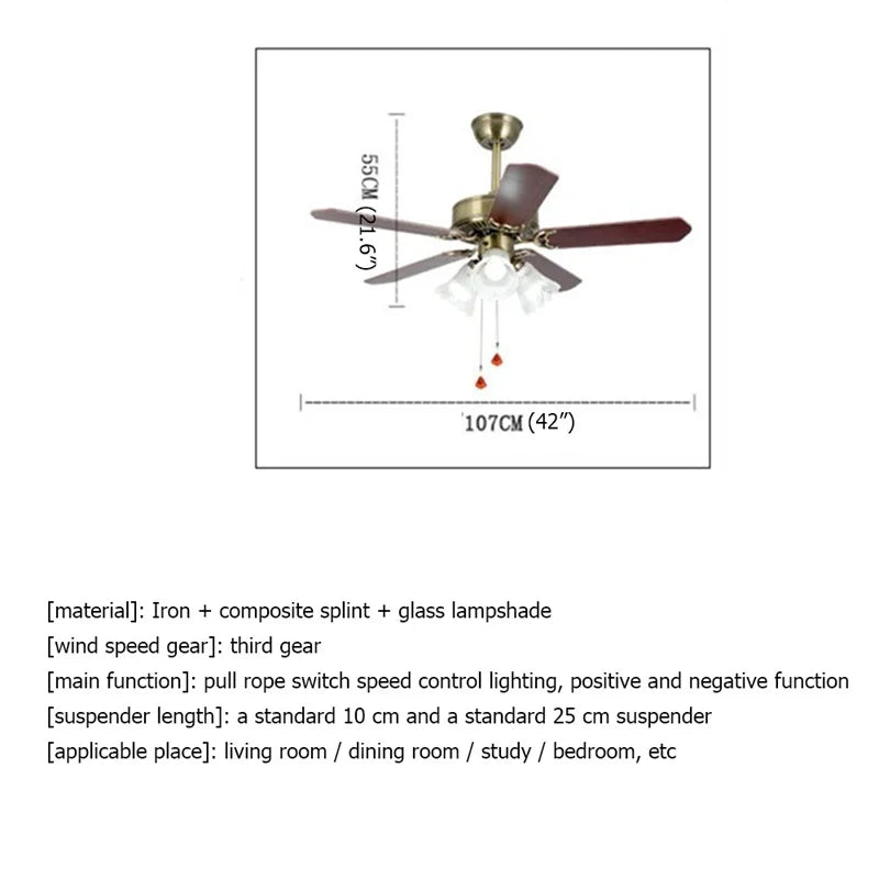 Light Modern Ceiling Fan With Straight Blade Lamp - Hans Lumiere