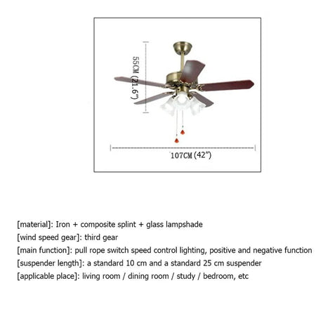 Light Modern Ceiling Fan With Straight Blade Lamp - Hans Lumiere