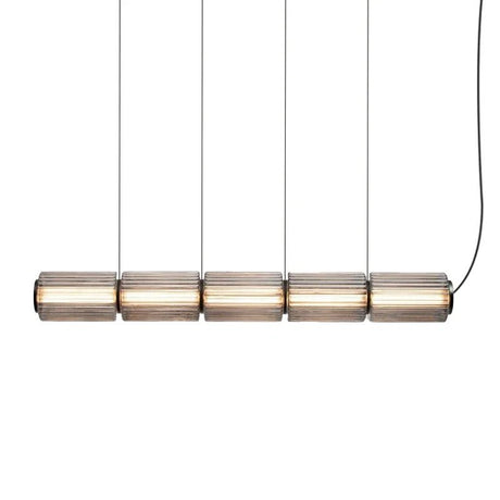 Long Stripe Smoke Gray Glass Lampshade Pendant Light - Hans Lumiere
