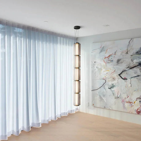 Long Stripe Smoke Gray Glass Lampshade Pendant Light - Hans Lumiere