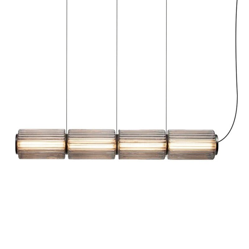 Long Stripe Smoke Gray Glass Lampshade Pendant Light - Hans Lumiere
