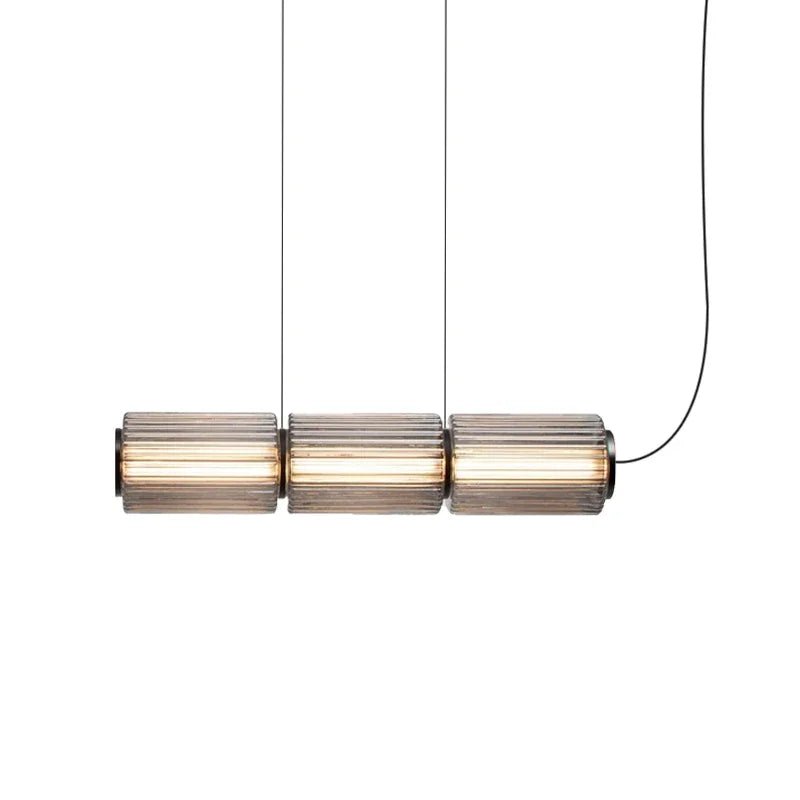 Long Stripe Smoke Gray Glass Lampshade Pendant Light - Hans Lumiere
