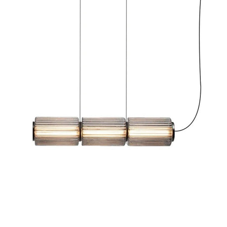 Long Stripe Smoke Gray Glass Lampshade Pendant Light - Hans Lumiere