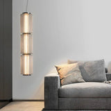 Long Stripe Smoke Gray Glass Lampshade Pendant Light - Hans Lumiere