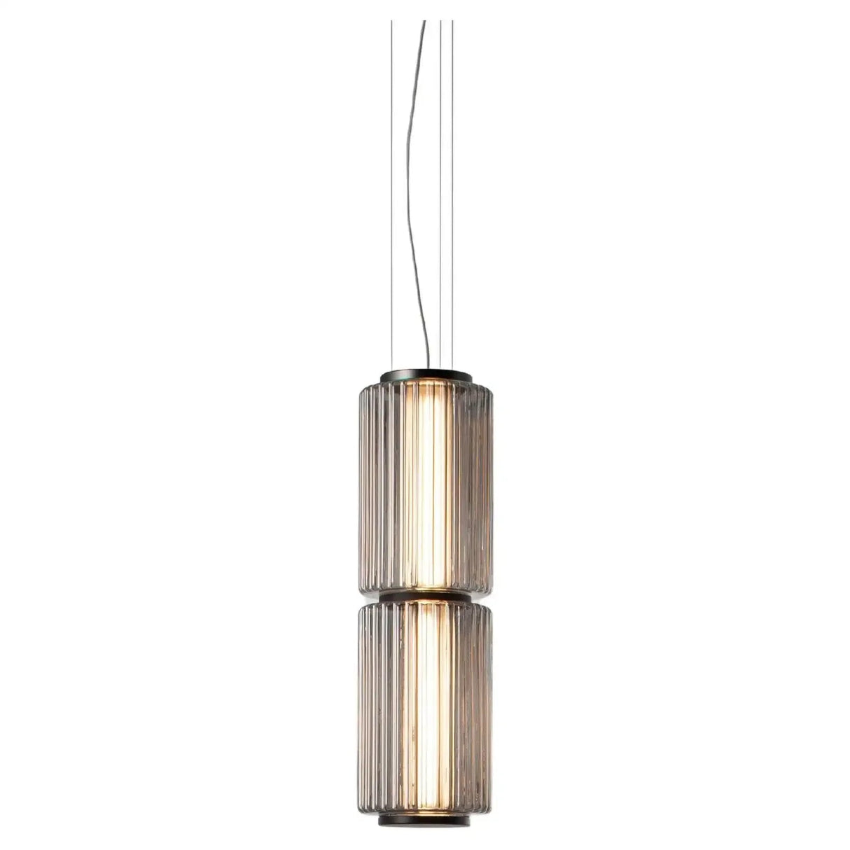 Long Stripe Smoke Gray Glass Lampshade Pendant Light - Hans Lumiere