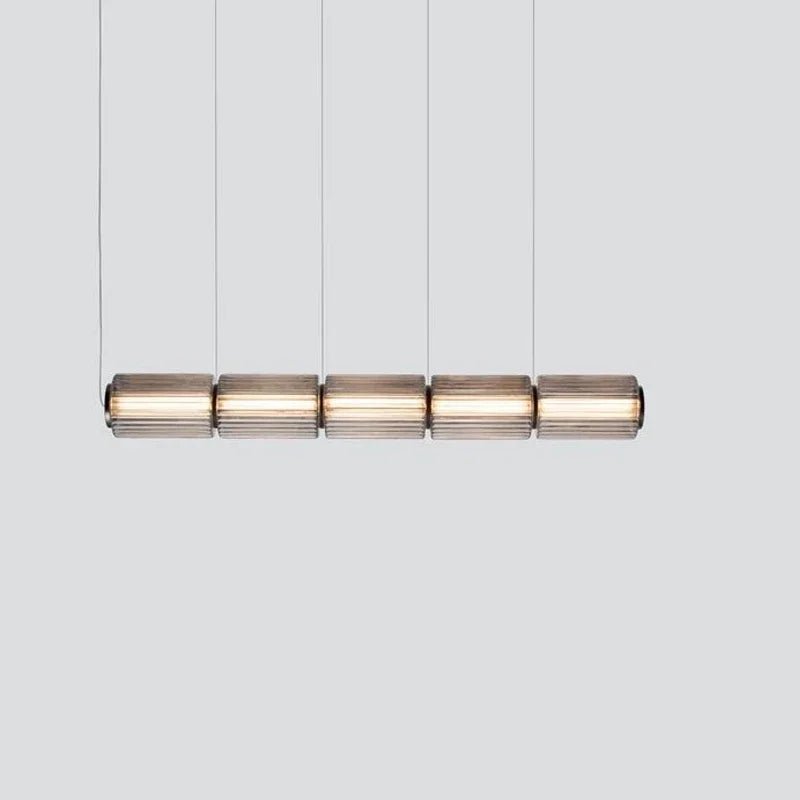 Long Stripe Smoke Gray Glass Lampshade Pendant Light - Hans Lumiere
