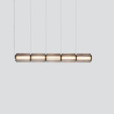 Long Stripe Smoke Gray Glass Lampshade Pendant Light - Hans Lumiere