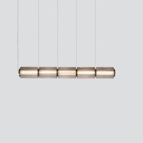 Long Stripe Smoke Gray Glass Lampshade Pendant Light - Hans Lumiere