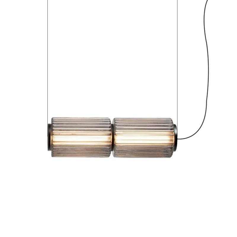 Long Stripe Smoke Gray Glass Lampshade Pendant Light - Hans Lumiere