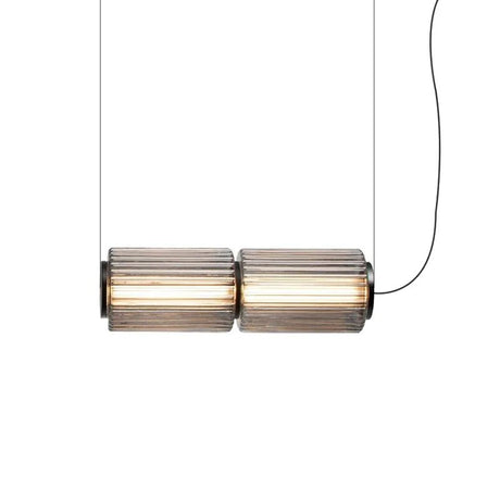 Long Stripe Smoke Gray Glass Lampshade Pendant Light - Hans Lumiere