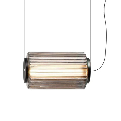 Long Stripe Smoke Gray Glass Lampshade Pendant Light - Hans Lumiere