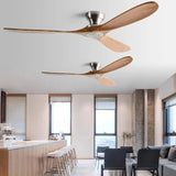 Low-Profile Wood Blade Ceiling Fan with LED Light &amp; Remote - Hans Lumiere