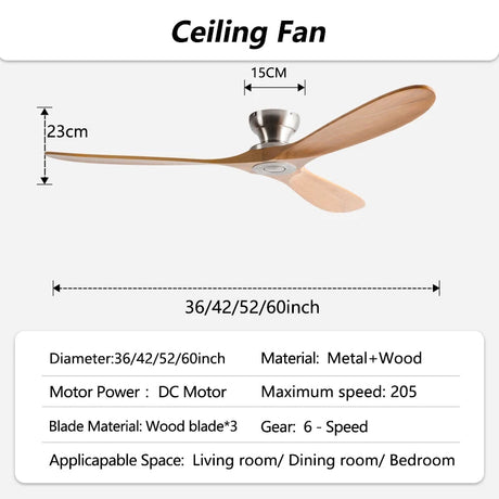 Low-Profile Wood Blade Ceiling Fan with LED Light &amp; Remote - Hans Lumiere