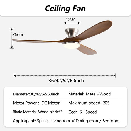 Low-Profile Wood Blade Ceiling Fan with LED Light &amp; Remote - Hans Lumiere