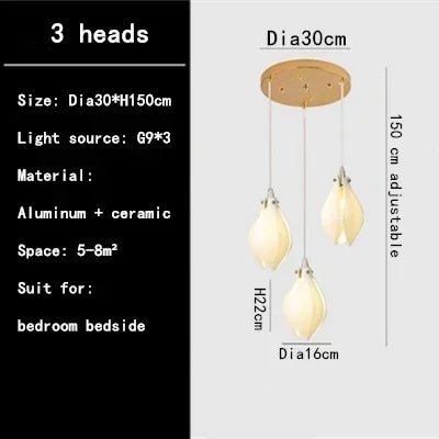 Luxury Ceramic Magnolia Long LED Chandelier - Hans Lumiere