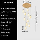 Luxury Ceramic Magnolia Long LED Chandelier - Hans Lumiere
