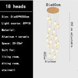 Luxury Ceramic Magnolia Long LED Chandelier - Hans Lumiere