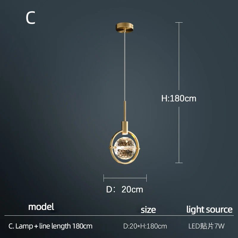 Luxury Crystal Single Head Round Chandelier - Hans Lumiere