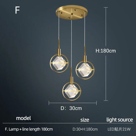 Luxury Crystal Single Head Round Chandelier - Hans Lumiere