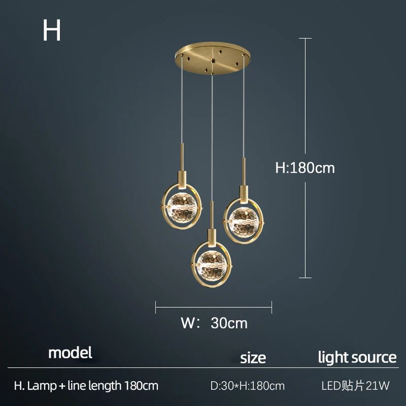 Luxury Crystal Single Head Round Chandelier - Hans Lumiere