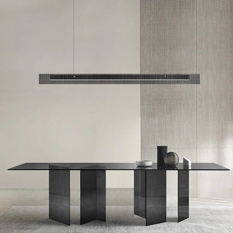 Luxury Long Strip Stainless Steel Crystal LED Chandelier - Hans Lumiere